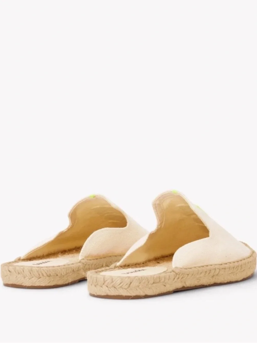 NWT Soludos Cream Slip-On Espadrille with NeonYellow Stripe